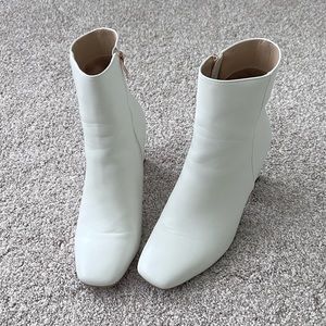 Size 8 - white booties - 3 inch heel